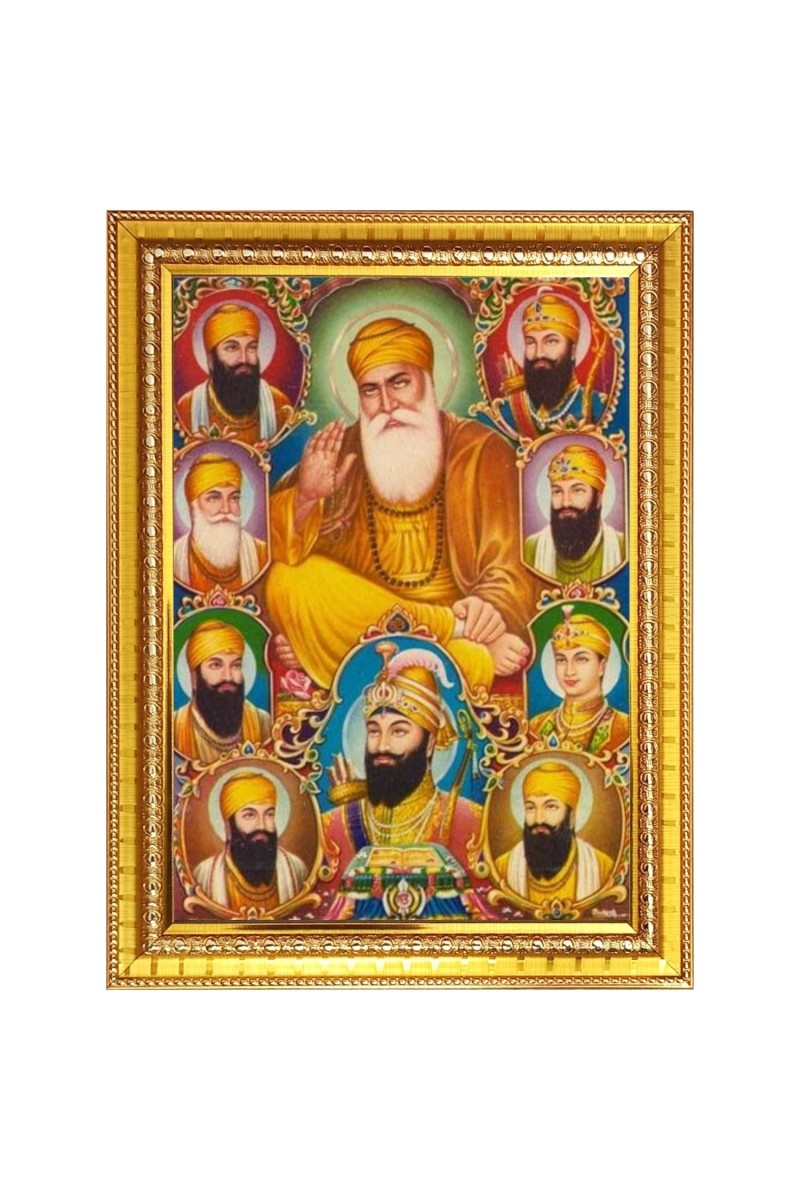 Guru Gobind singh Photo Frame  10x14 Inches-Brown Wooden Frame for Home , Office & Temple Decoration and Gifting
