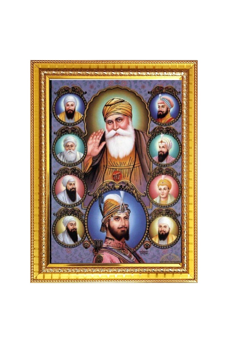 Guru Gobind singh Photo Frame  10x14 Inches-Brown Wooden Frame for Home , Office & Temple Decoration and Gifting