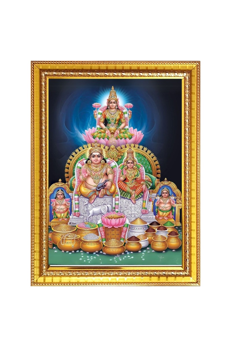 Goddess kubera lakshmi Photo Frame  10x14 Inches-Brown Wooden Frame for Home , Office & Temple Decoration and Gifting