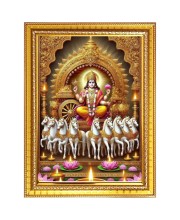 Lord surya dev Photo Frame  10x14 Inches-Brown Wooden Frame for Home , Office & Temple Decoration and Gifting