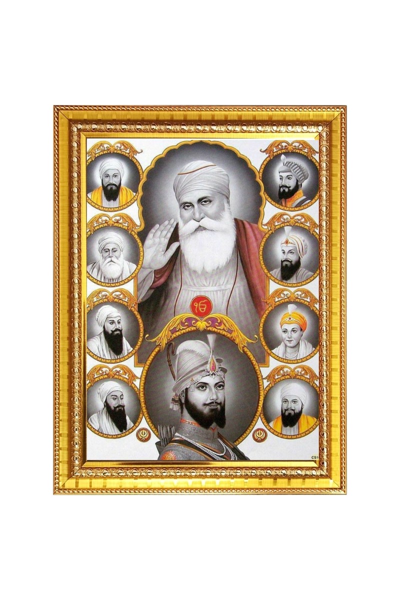 Guru Gobind singh Photo Frame  10x14 Inches-Brown Wooden Frame for Home , Office & Temple Decoration and Gifting
