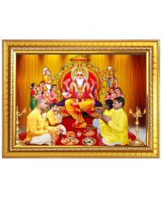 Lord Vishwakarma Photo Frame  10x14 Inches-Brown Wooden Frame for Home , Office & Temple Decoration and Gifting