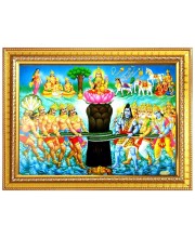 Samudra Manthana Photo Frame  10x14 Inches-Brown Wooden Frame for Home , Office & Temple Decoration and Gifting