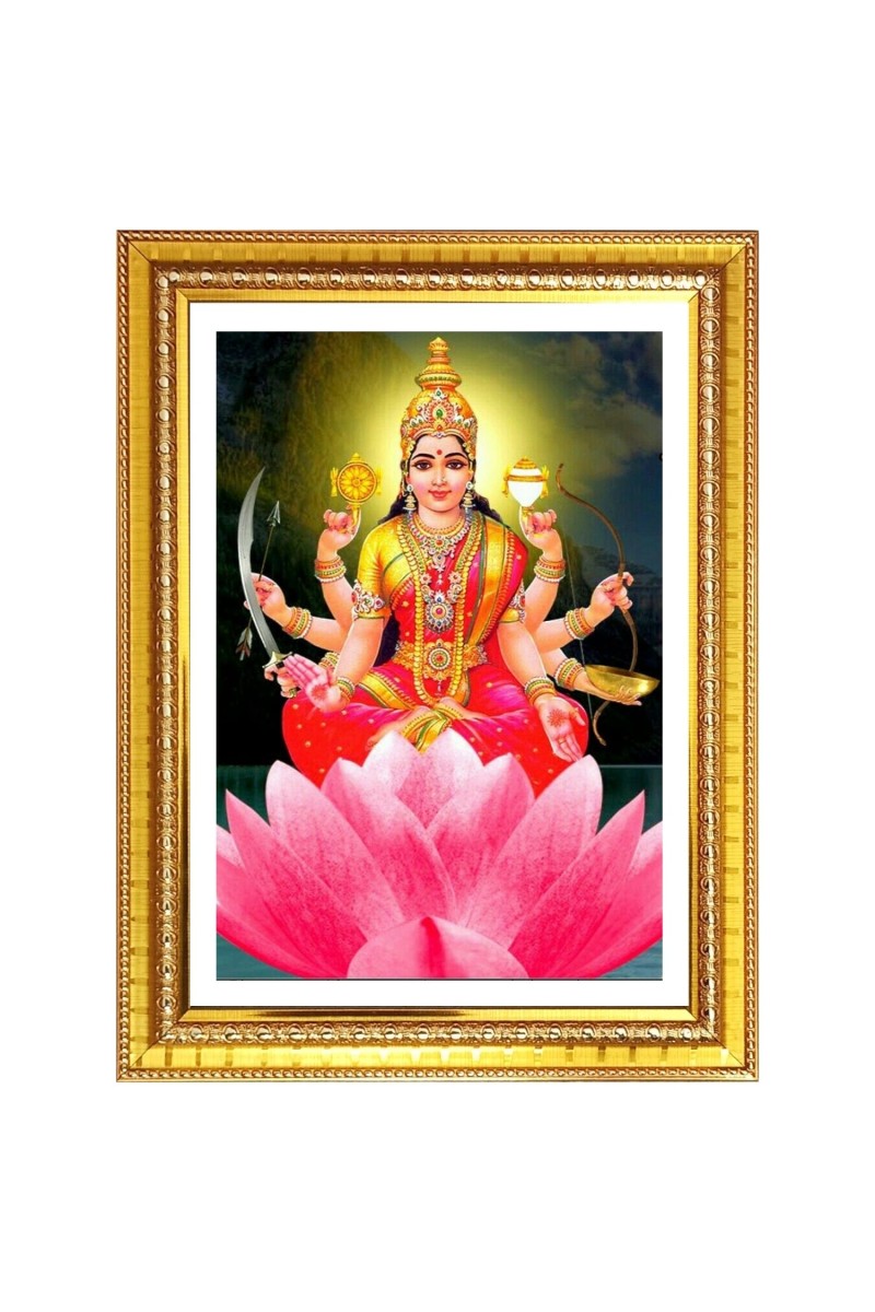 Dhairya lakshmi Photo Frame  10x14 Inches-Brown Wooden Frame for Home , Office & Temple Decoration and Gifting