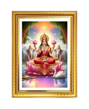 Goddess lakshmi Photo Frame  10x14 Inches-Brown Wooden Frame for Home , Office & Temple Decoration and Gifting