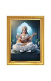 Goddess Saraswati  Photo Frame  10x14 Inches-Brown Wooden Frame for Home , Office & Temple Decoration and Gifting