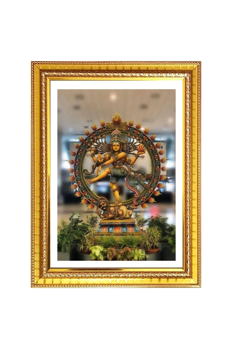 Lord nataraja Photo Frame  10x14 Inches-Brown Wooden Frame for Home , Office & Temple Decoration and Gifting