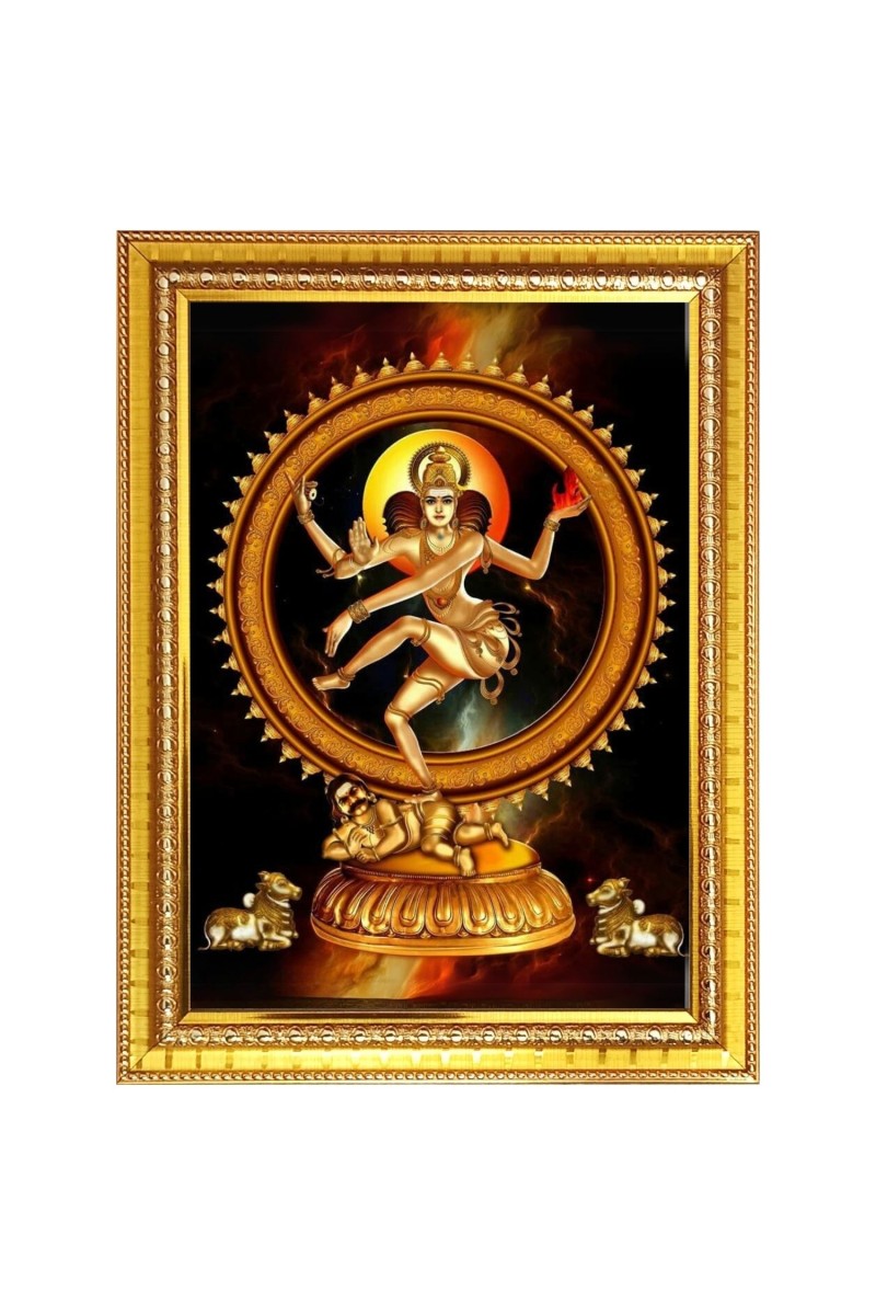 God nataraja Photo Frame  10x14 Inches-Brown Wooden Frame for Home , Office & Temple Decoration and Gifting