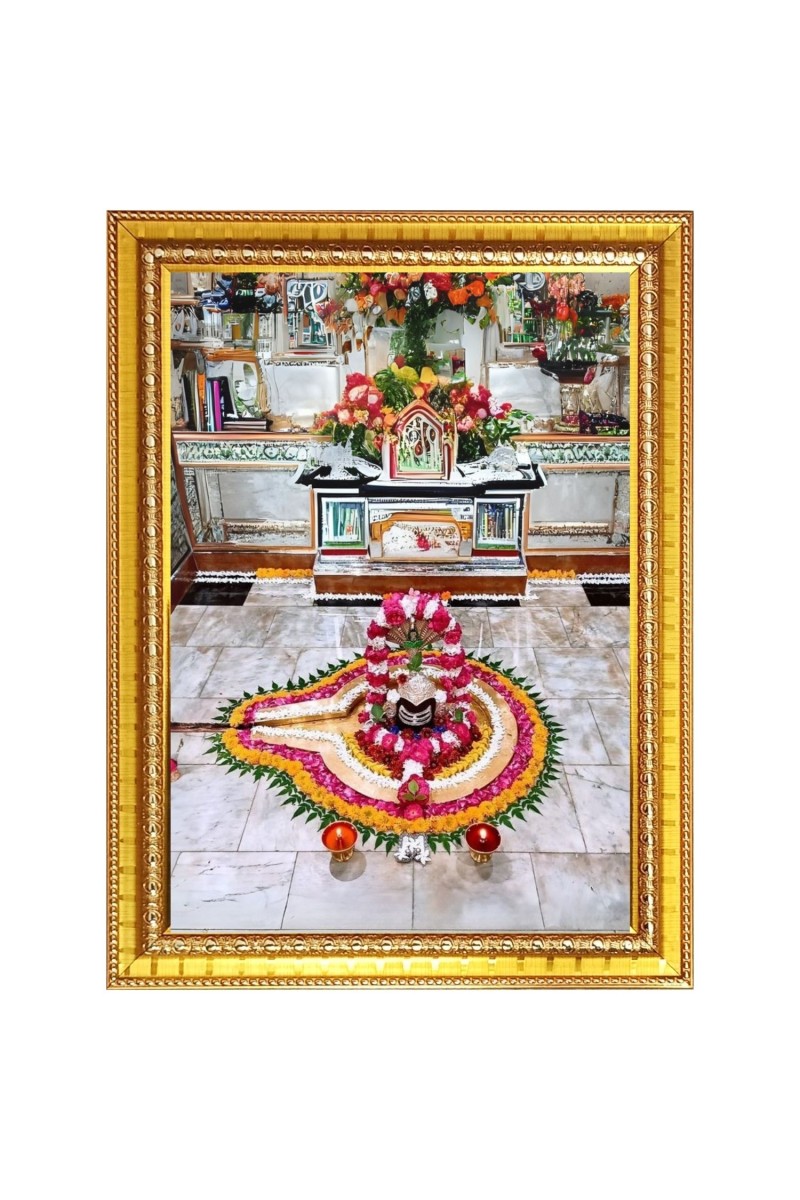 God Nageshwar Shivaling Photo Frame  10x14 Inches-Brown Wooden Frame for Home , Office & Temple Decoration and Gifting