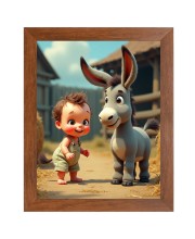 AI Funny AI Funny Boy with Gadha  Art Picture for Kids Art Picture for Kids - 10x14 inches, Brown Color - Perfect Wall Decor for Children's Room