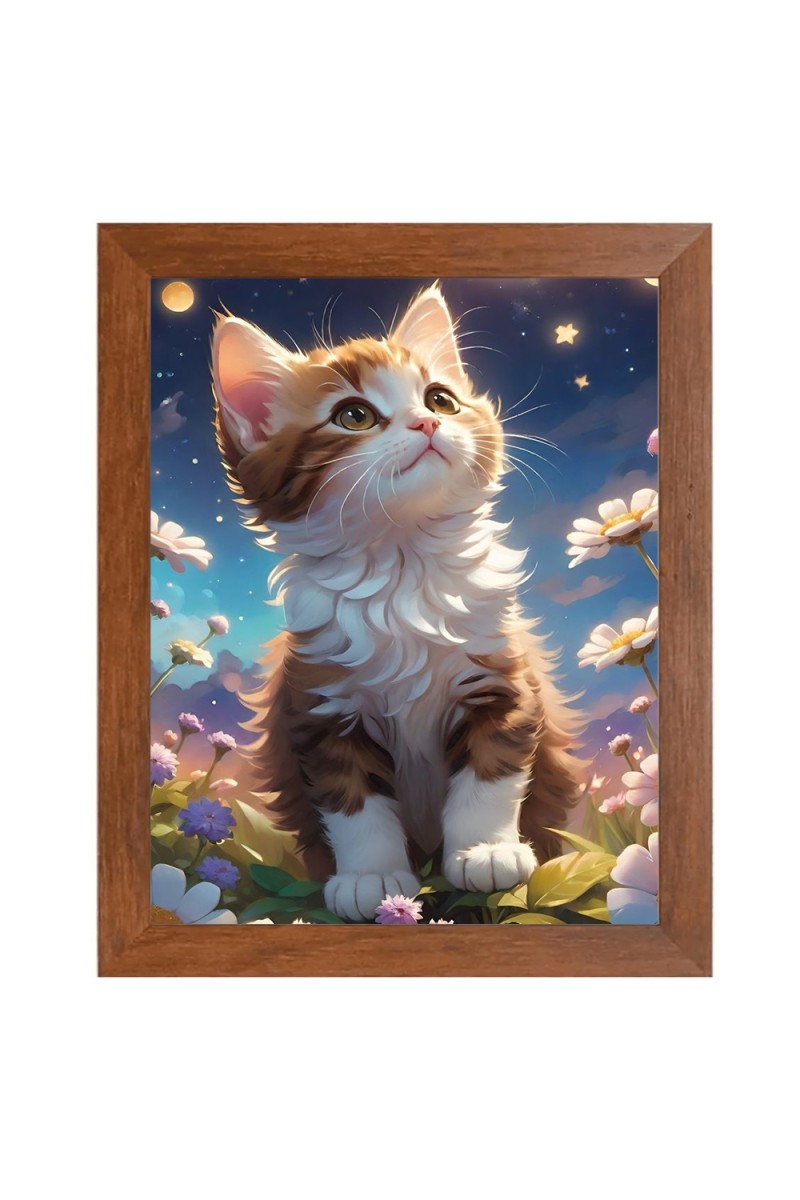 AI Funny AI Funny Cute Cat  Art Picture for Kids Art Picture for Kids - 10x14 inches, Brown Color - Perfect Wall Decor for Children's Room