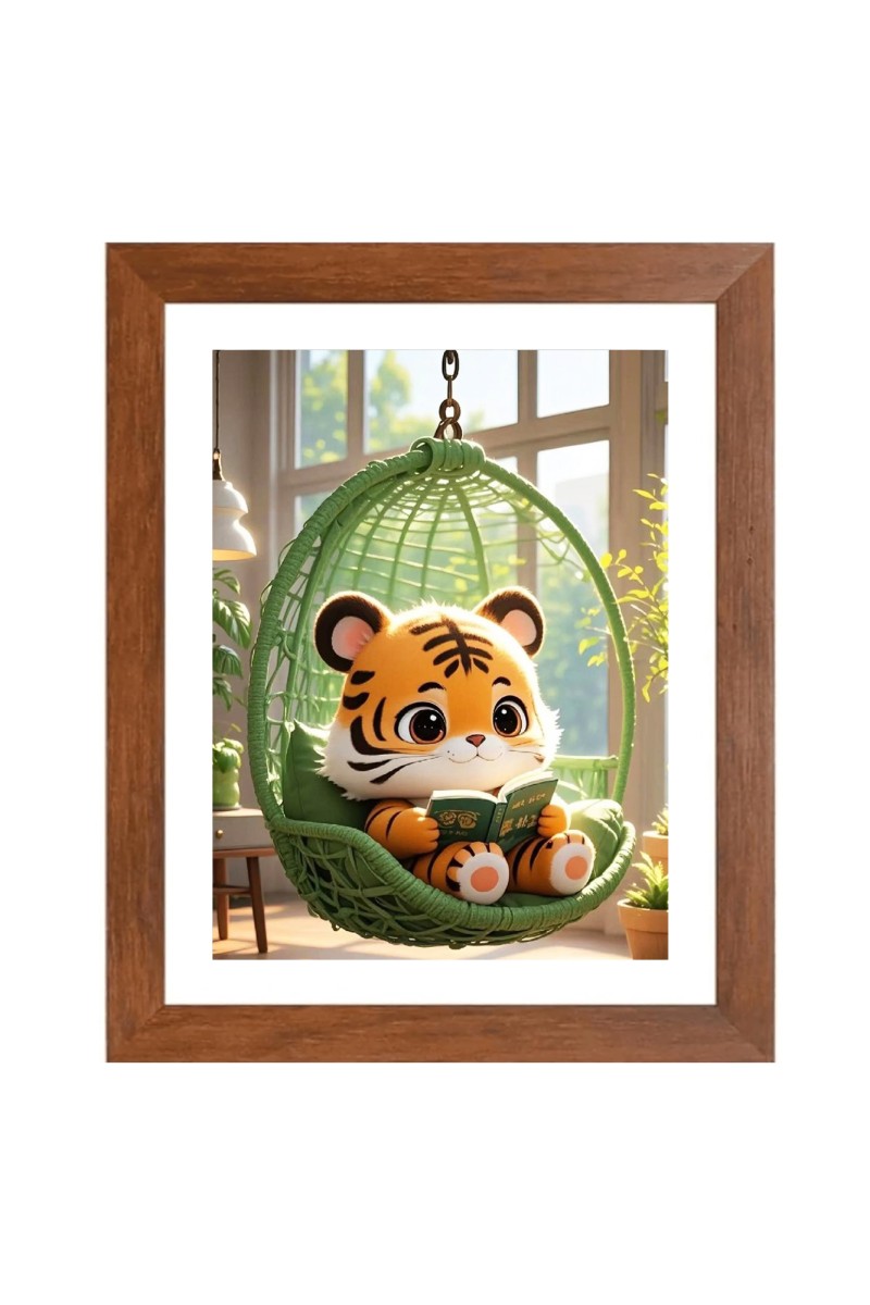 AI Funny AI Funny Cute Baby Tiger  Art Picture for Kids Art Picture for Kids - 10x14 inches, Brown Color - Perfect Wall Decor for Children's Room