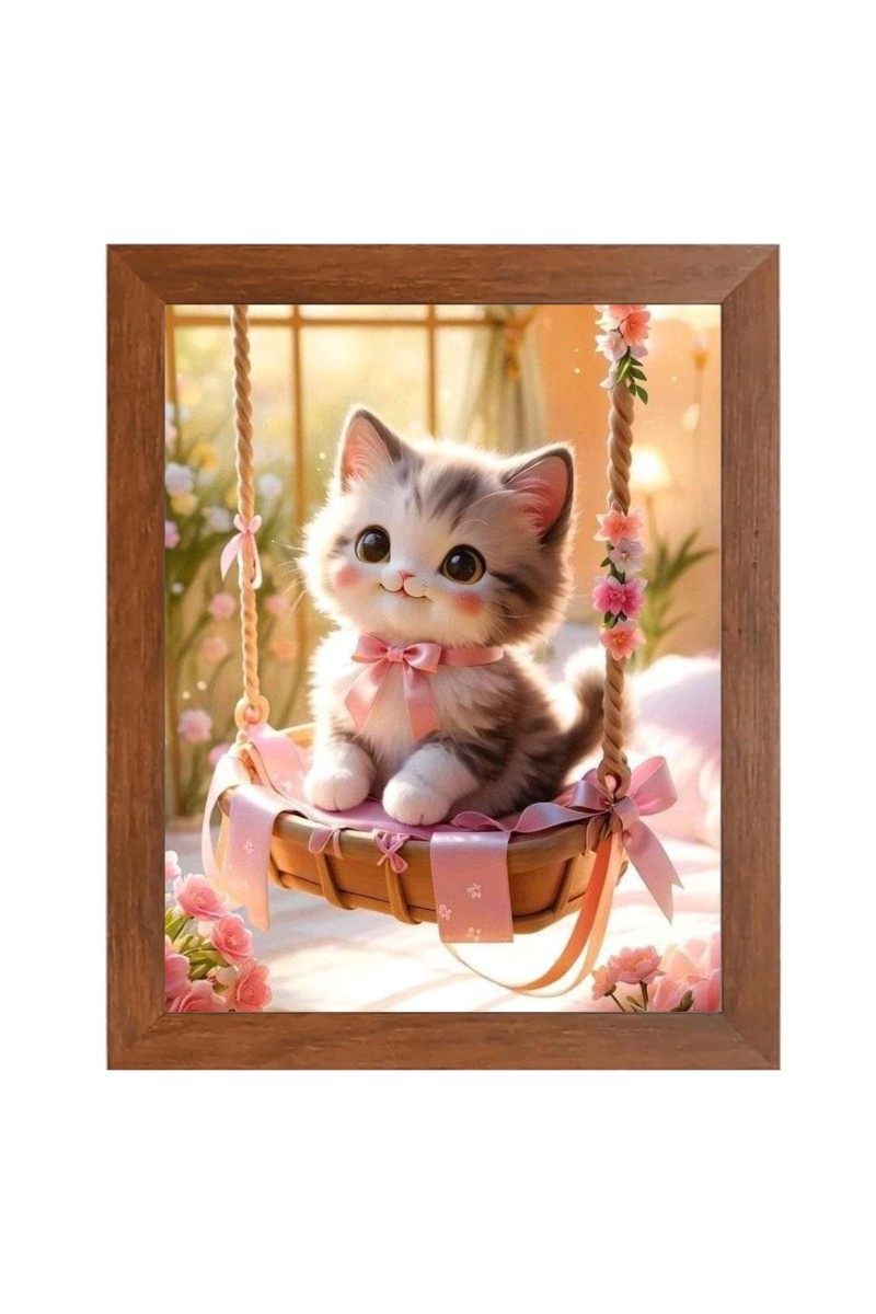 AI Funny AI Funny Cute Cat  Art Picture for Kids Art Picture for Kids - 10x14 inches, Brown Color - Perfect Wall Decor for Children's Room