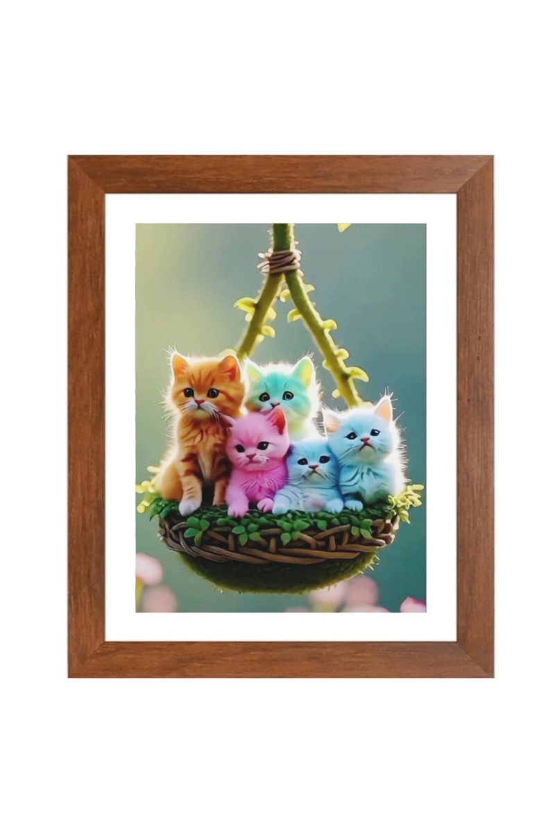 AI Funny AI Funny Cute Cat  Art Picture for Kids Art Picture for Kids - 10x14 inches, Brown Color - Perfect Wall Decor for Children's Room