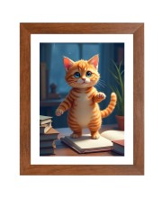 AI Funny AI Funny Cute Cat  Art Picture for Kids Art Picture for Kids - 10x14 inches, Brown Color - Perfect Wall Decor for Children's Room