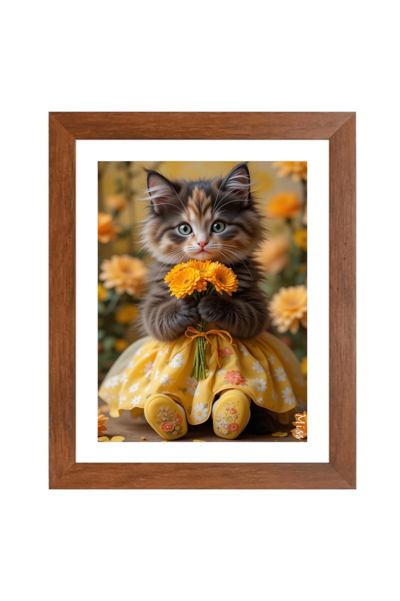 AI Funny AI Funny Cute Cat  Art Picture for Kids Art Picture for Kids - 10x14 inches, Brown Color - Perfect Wall Decor for Children's Room