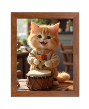 AI Funny AI Funny Cute Cat  Art Picture for Kids Art Picture for Kids - 10x14 inches, Brown Color - Perfect Wall Decor for Children's Room