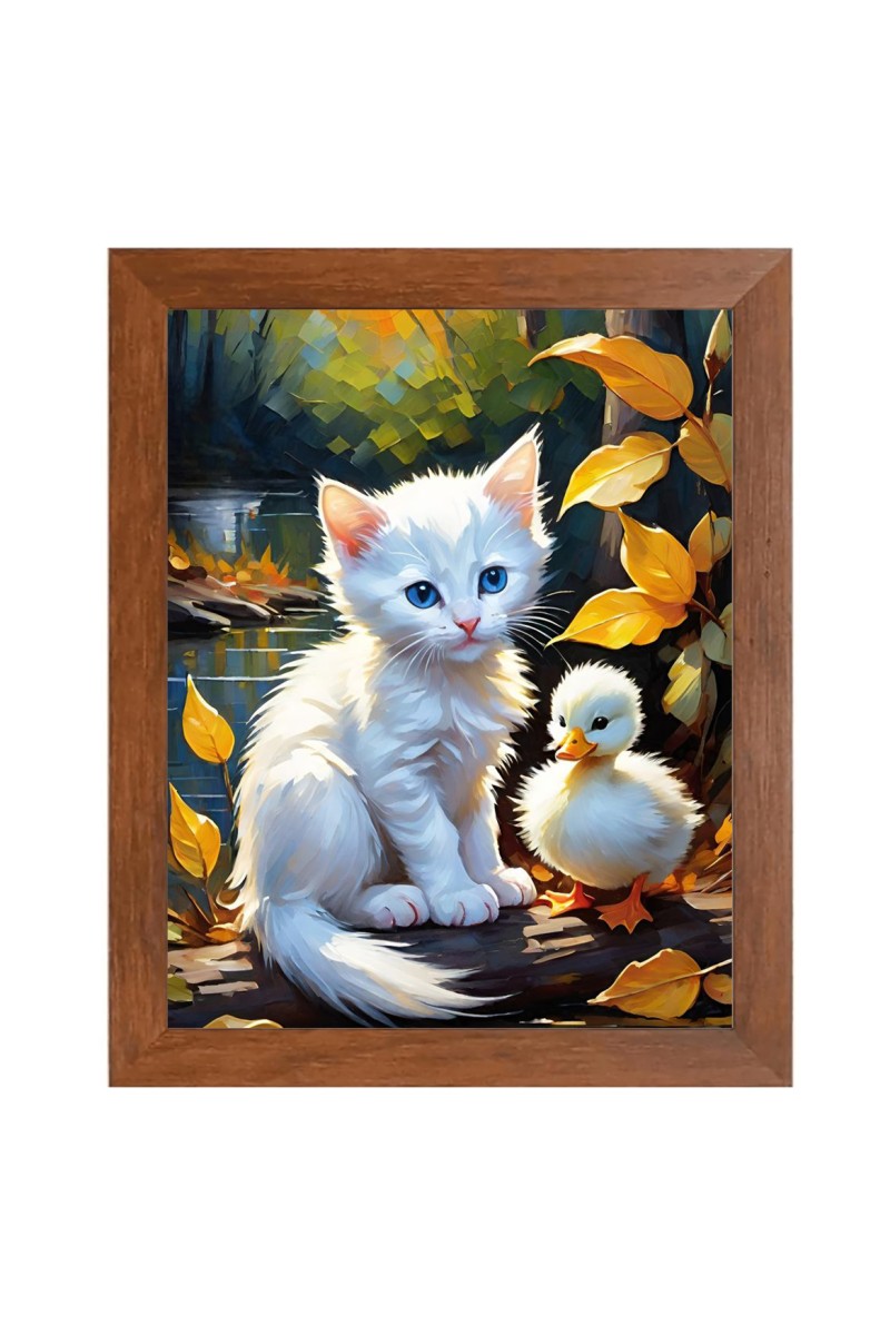 AI Funny AI Funny Cute Cat  Art Picture for Kids Art Picture for Kids - 10x14 inches, Brown Color - Perfect Wall Decor for Children's Room