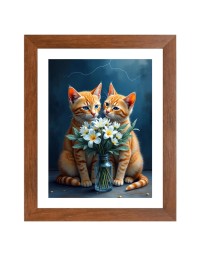 AI Funny AI Funny Cute Cat  Art Picture for Kids Art Picture for Kids - 10x14 inches, Brown Color - Perfect Wall Decor for Children's Room