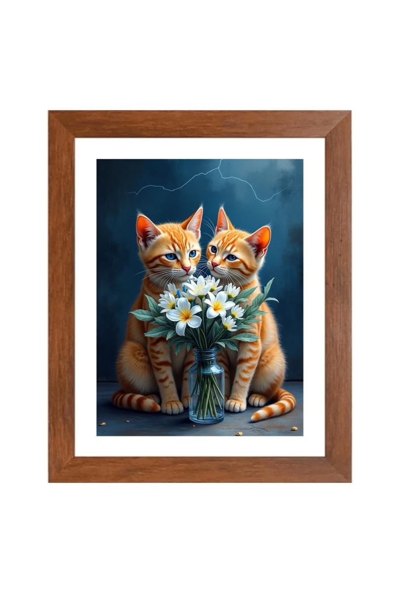 AI Funny AI Funny Cute Cat  Art Picture for Kids Art Picture for Kids - 10x14 inches, Brown Color - Perfect Wall Decor for Children's Room