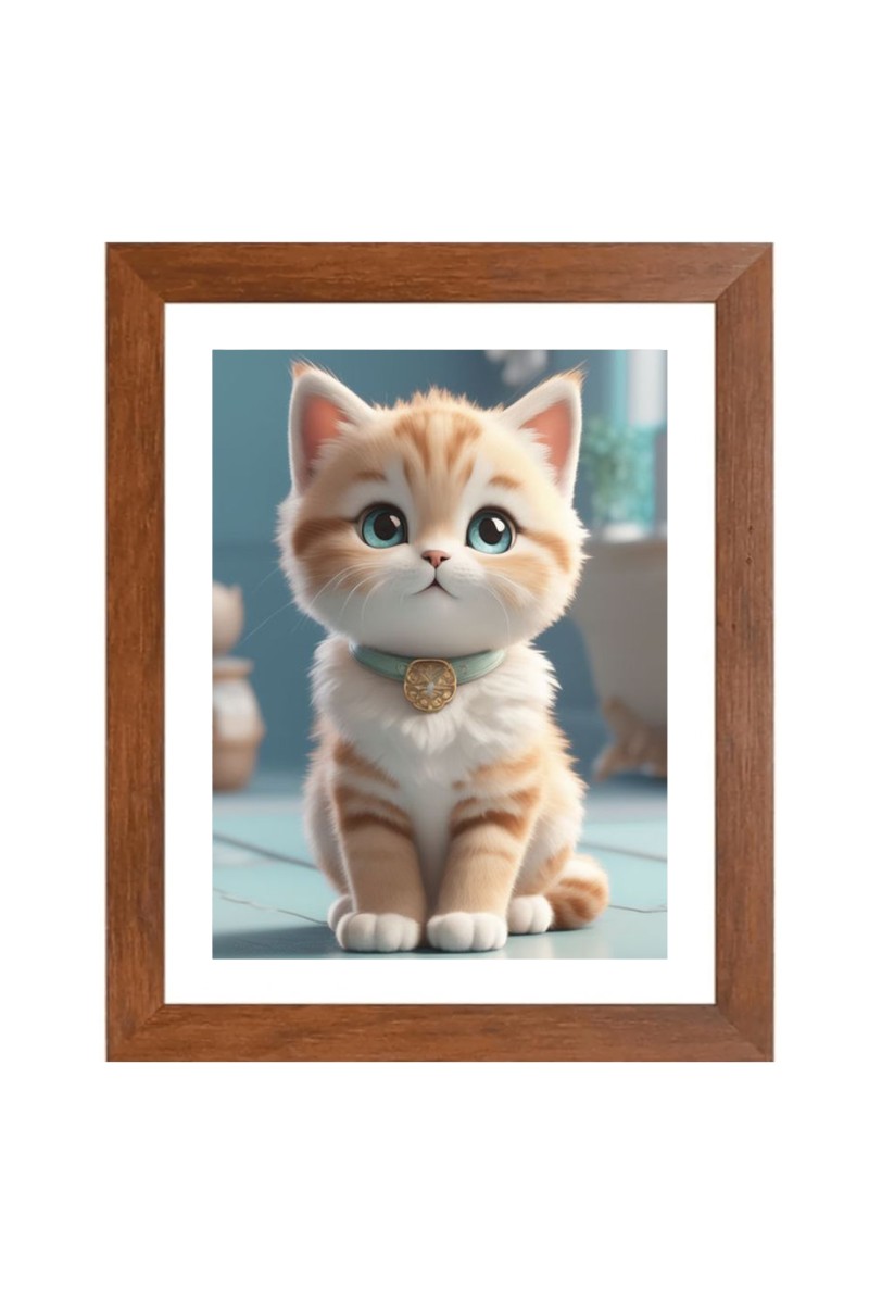 AI Funny AI Funny Cute Cat  Art Picture for Kids Art Picture for Kids - 10x14 inches, Brown Color - Perfect Wall Decor for Children's Room