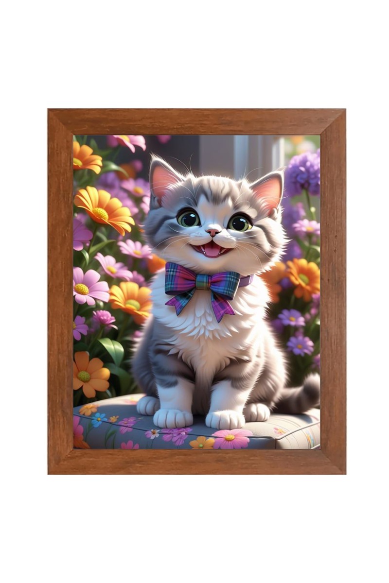 AI Funny AI Funny Cute Kitty Cat  Art Picture for Kids Art Picture for Kids - 10x14 inches, Brown Color - Perfect Wall Decor for Children's Room