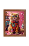 AI Funny AI Funny Cute Kitty Cat  Art Picture for Kids Art Picture for Kids - 10x14 inches, Brown Color - Perfect Wall Decor for Children's Room