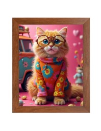 AI Funny AI Funny Cute Kitty Cat  Art Picture for Kids Art Picture for Kids - 10x14 inches, Brown Color - Perfect Wall Decor for Children's Room