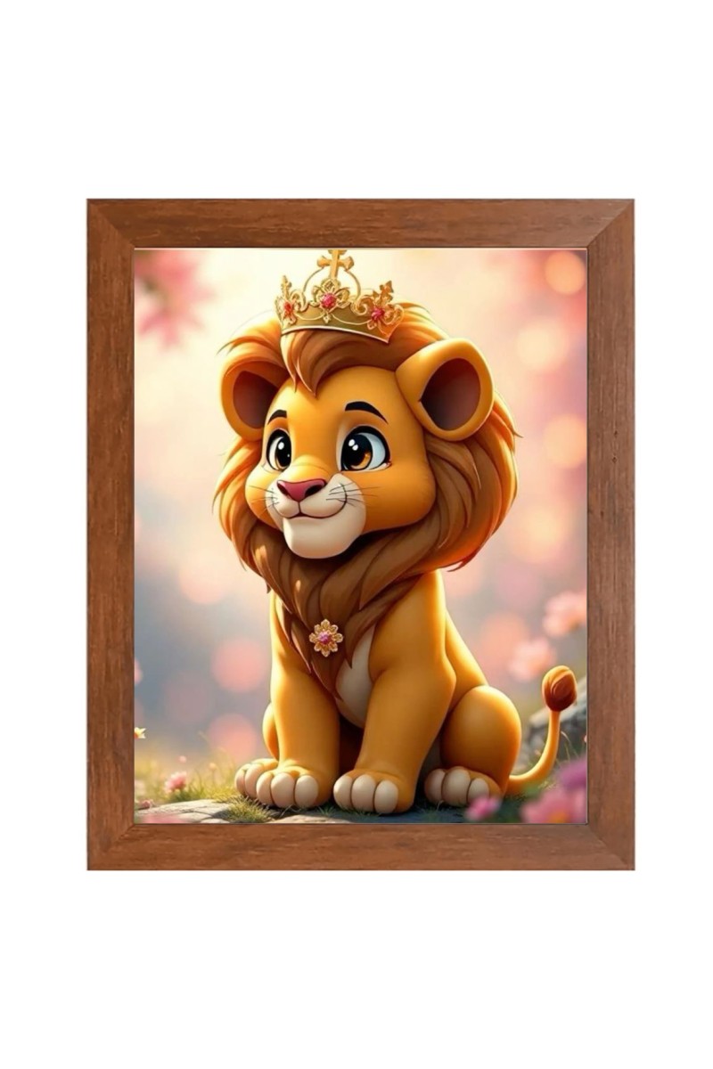 AI Funny AI Funny Cute Lion Art Picture for Kids Art Picture for Kids - 10x14 inches, Brown Color - Perfect Wall Decor for Children's Room