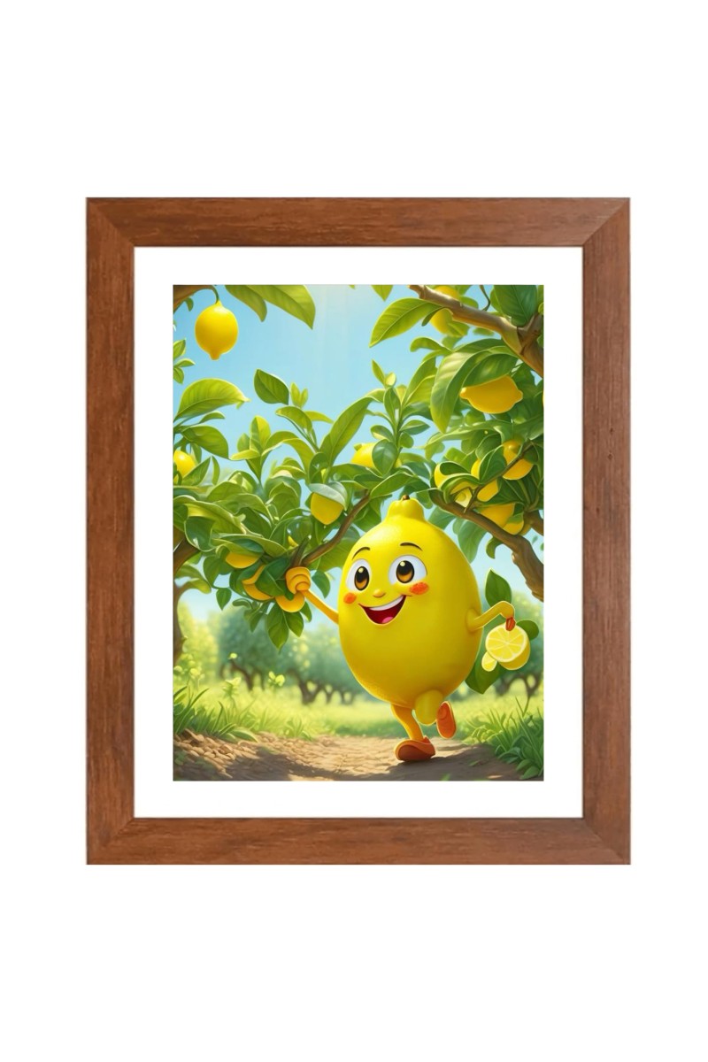 AI Funny AI Funny cute lemon Art Picture for Kids Art Picture for Kids - 10x14 inches, Brown Color - Perfect Wall Decor for Children's Room