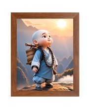 AI Funny AI Funny cute monk boy Art Picture for Kids Art Picture for Kids - 10x14 inches, Brown Color - Perfect Wall Decor for Children's Room
