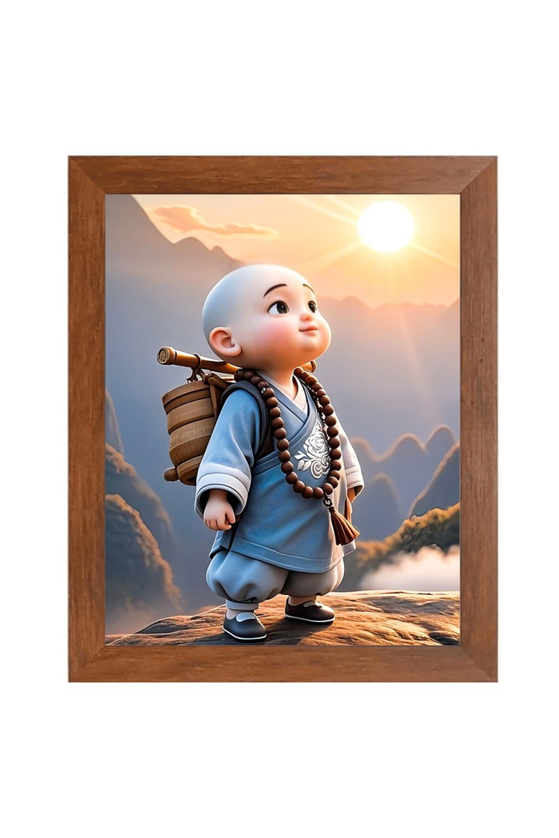 AI Funny AI Funny cute monk boy Art Picture for Kids Art Picture for Kids - 10x14 inches, Brown Color - Perfect Wall Decor for Children's Room