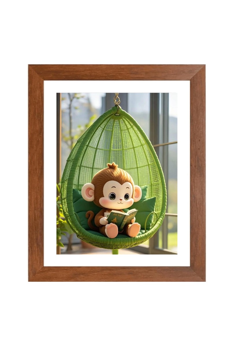 AI Funny AI Funny Cute Monkey Art Picture for Kids Art Picture for Kids - 10x14 inches, Brown Color - Perfect Wall Decor for Children's Room