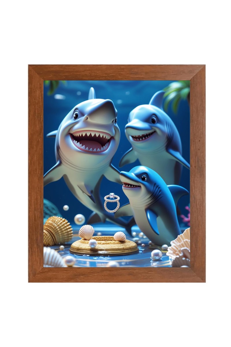 AI Funny AI Funny Dolphin Fish  Art Picture for Kids Art Picture for Kids - 10x14 inches, Brown Color - Perfect Wall Decor for Children's Room