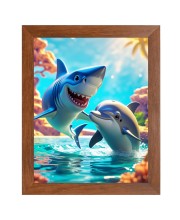 AI Funny AI Funny Dolphin Fish  Art Picture for Kids Art Picture for Kids - 10x14 inches, Brown Color - Perfect Wall Decor for Children's Room
