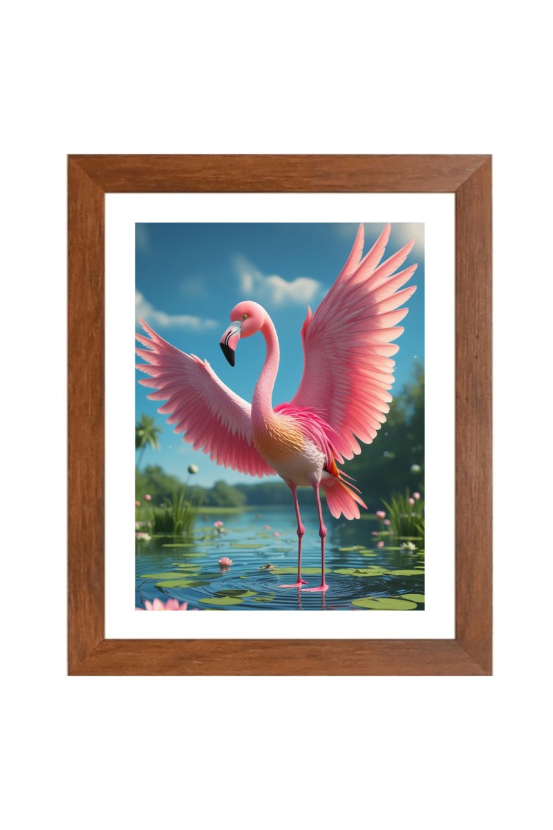 AI Funny AI Funny Flamingo  Art Picture for Kids Art Picture for Kids - 10x14 inches, Brown Color - Perfect Wall Decor for Children's Room