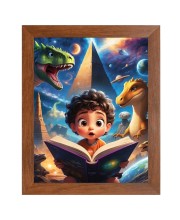 AI Funny AI Funny Kid with Dinosaur Art Picture for Kids Art Picture for Kids - 10x14 inches, Brown Color - Perfect Wall Decor for Children's Room