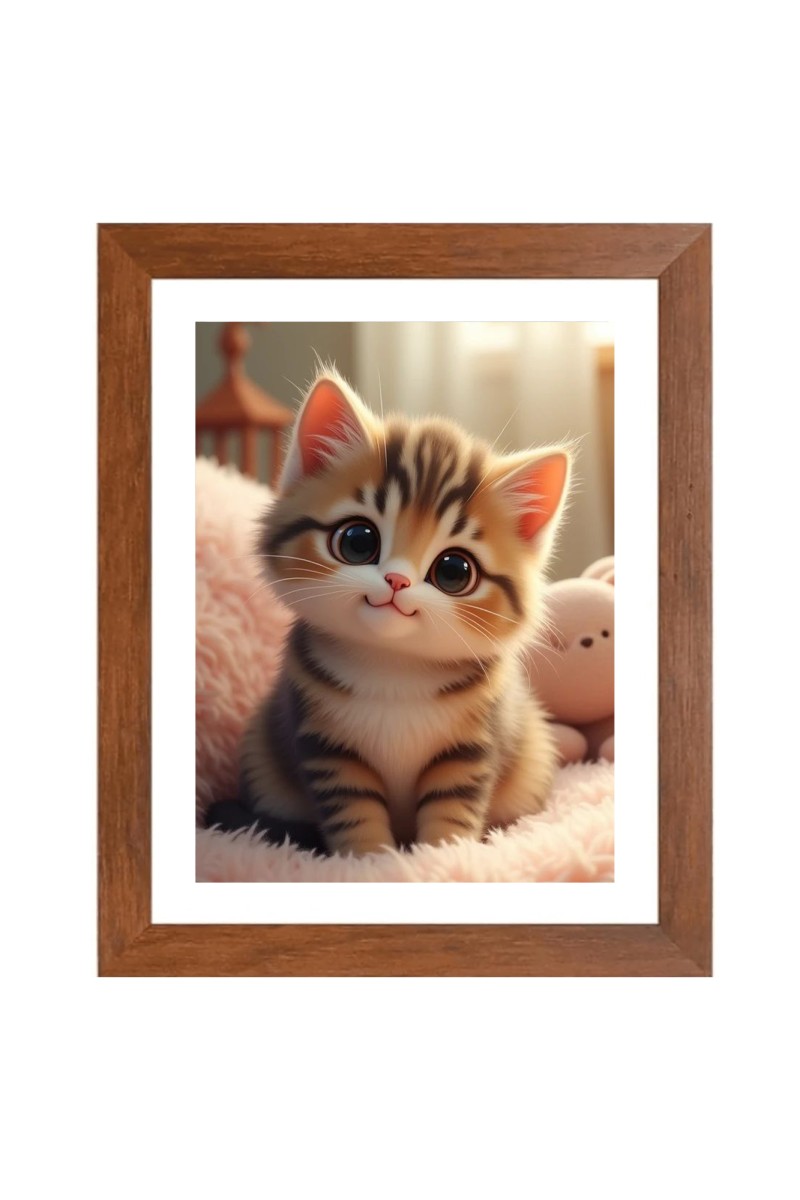 AI Funny AI Funny Cute Kitty Cat  Art Picture for Kids Art Picture for Kids - 10x14 inches, Brown Color - Perfect Wall Decor for Children's Room