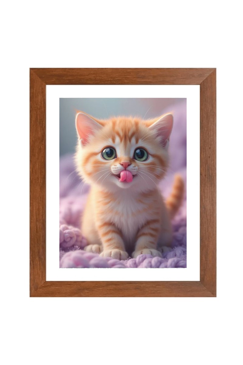 AI Funny AI Funny Cute Kitty Cat  Art Picture for Kids Art Picture for Kids - 10x14 inches, Brown Color - Perfect Wall Decor for Children's Room