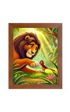 AI Funny AI Funny Lion with bird Art Picture for Kids Art Picture for Kids - 10x14 inches, Brown Color - Perfect Wall Decor for Children's Room