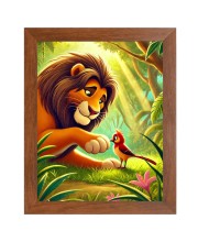 AI Funny AI Funny Lion with bird Art Picture for Kids Art Picture for Kids - 10x14 inches, Brown Color - Perfect Wall Decor for Children's Room