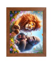 AI Funny AI Funny Lion And King Kong Art Picture for Kids Art Picture for Kids - 10x14 inches, Brown Color - Perfect Wall Decor for Children's Room