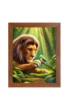 AI Funny AI Funny Lion with bird Art Picture for Kids Art Picture for Kids - 10x14 inches, Brown Color - Perfect Wall Decor for Children's Room