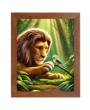 AI Funny AI Funny Lion with bird Art Picture for Kids Art Picture for Kids - 10x14 inches, Brown Color - Perfect Wall Decor for Children's Room