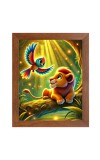 AI Funny AI Funny Lion with Bird Art Picture for Kids Art Picture for Kids - 10x14 inches, Brown Color - Perfect Wall Decor for Children's Room