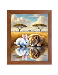 AI Funny AI Funny Lion with Squirrel Art Picture for Kids Art Picture for Kids - 10x14 inches, Brown Color - Perfect Wall Decor for Children's Room