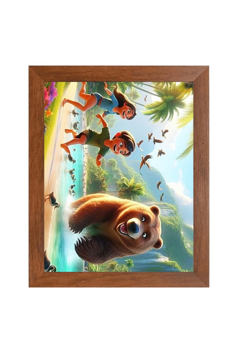 AI Funny AI Funny Polar bear with kid  Art Picture for Kids Art Picture for Kids - 10x14 inches, Brown Color - Perfect Wall Decor for Children's Room