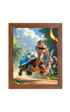 AI Funny AI Funny Turtle with Squirrel Art Picture for Kids Art Picture for Kids - 10x14 inches, Brown Color - Perfect Wall Decor for Children's Room