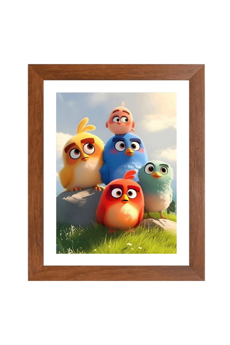 AI Funny AI Funny Angry Birds  Art Picture for Kids Art Picture for Kids - 10x14 inches, Brown Color - Perfect Wall Decor for Children's Room