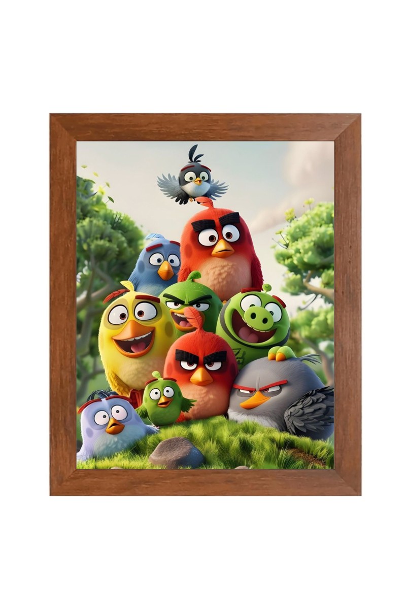 AI Funny AI Funny Angry Birds  Art Picture for Kids Art Picture for Kids - 10x14 inches, Brown Color - Perfect Wall Decor for Children's Room